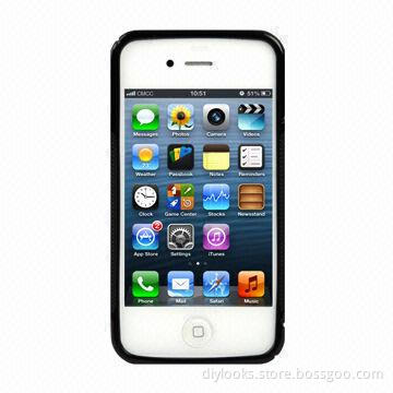 Diamond TPU Protective Case for iPhone 4 and 4S, Black Color, OEM Orders Welcomed